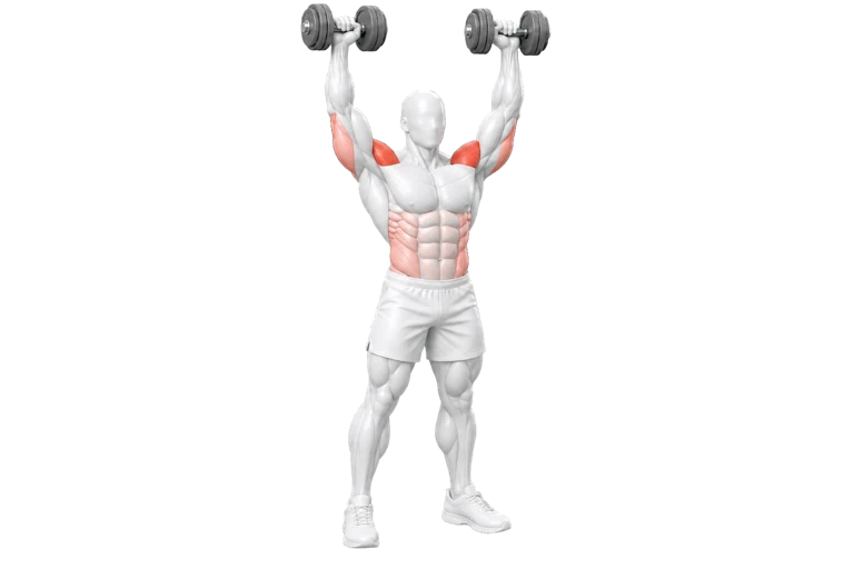 White Chisel figure performing a dumbbell overhead press